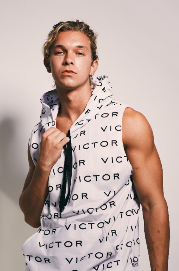 Victor Font Sleeveless White Hoodie