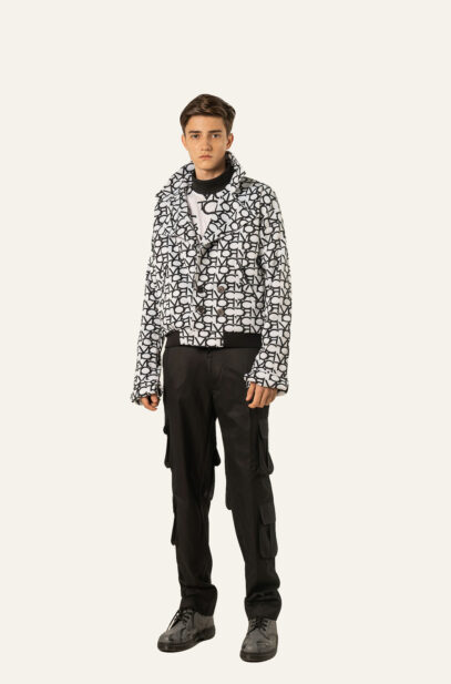 INITIUM- VICTOR PRINTED DOUBLE BREAST OVERSIZED BLAZER