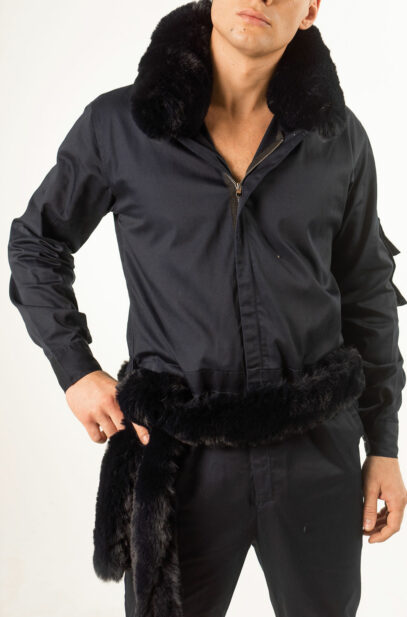 INITIUM- VICTOR FUR NECK JUMPSUIT WITH BELT
