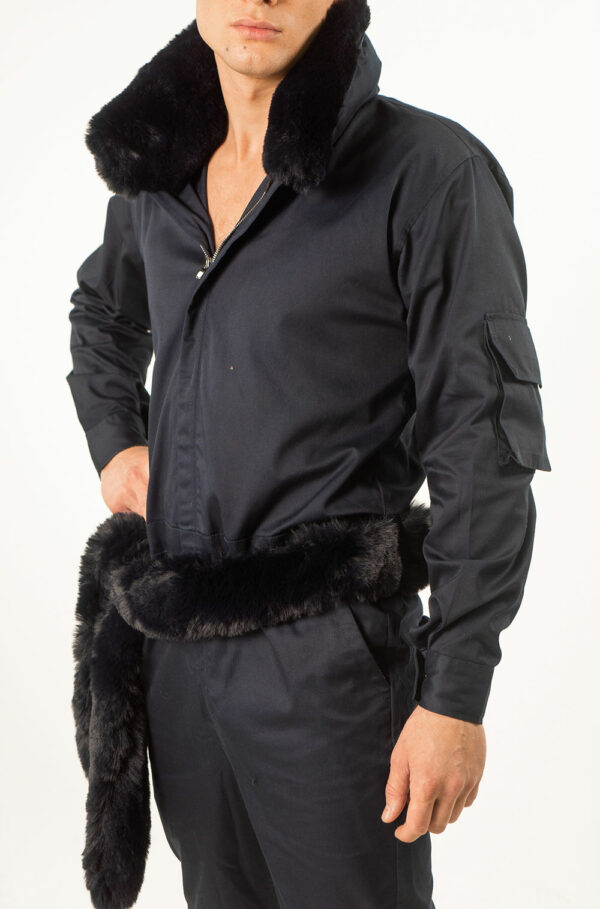 INITIUM- VICTOR FUR NECK JUMPSUIT WITH BELT