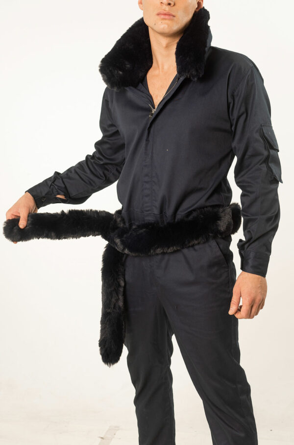 INITIUM- VICTOR FUR NECK JUMPSUIT WITH BELT