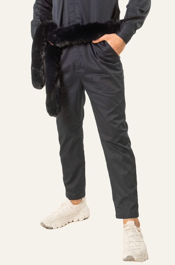 INITIUM- VICTOR FUR NECK JUMPSUIT WITH BELT