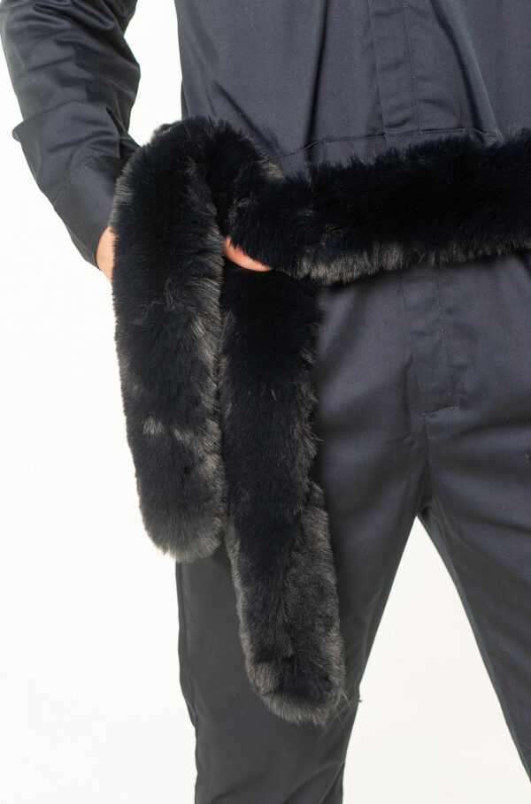 INITIUM- VICTOR FUR NECK JUMPSUIT WITH BELT