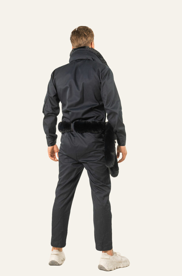 INITIUM- VICTOR FUR NECK JUMPSUIT WITH BELT