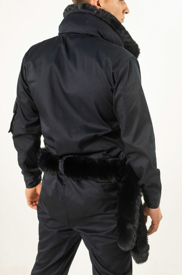 INITIUM- VICTOR FUR NECK JUMPSUIT WITH BELT