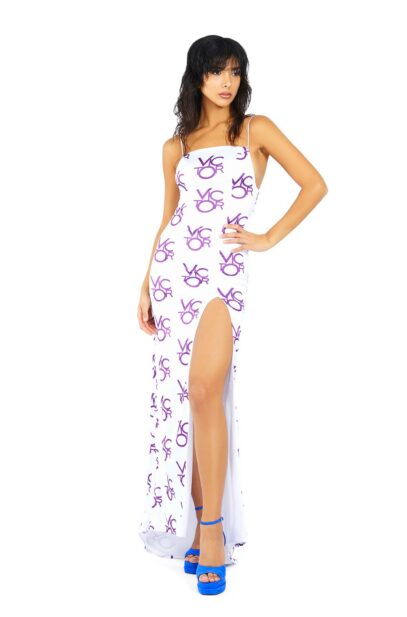 The Victor Purple Font Silk Dress